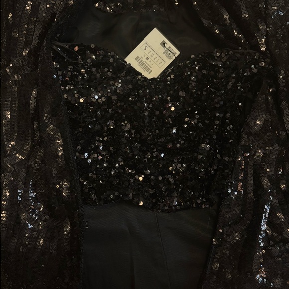 Zara Black Iridescent Sequin Jacket and Tube Top Set - Picture 3 of 3